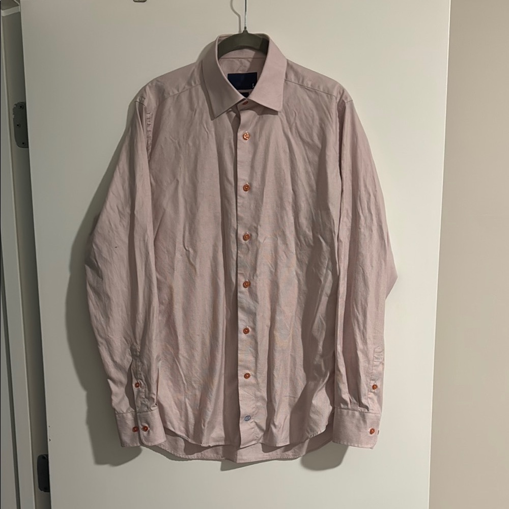 David Donahue Light Pink Long-Sleeve Dress Shirt